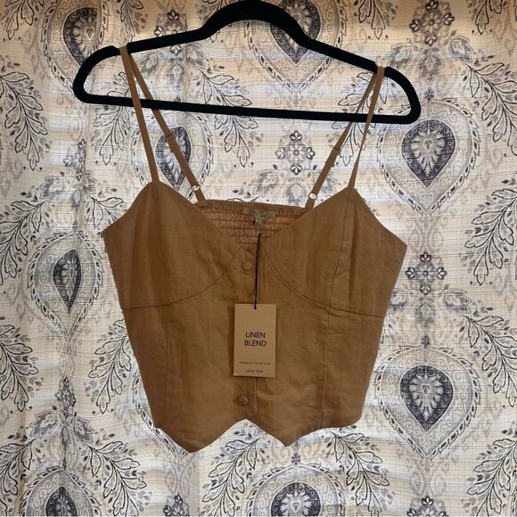 Love Tree Tops - Love Tree Linen Blend Button Front Tank Top‎ Size Large